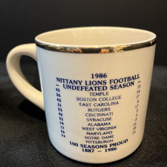 NEW UNUSED VTG PENN STATE PSU MUG 1986 NITTANY LIONS FOOTBALL UNDEFEATED SEASON - Picture 3 of 12